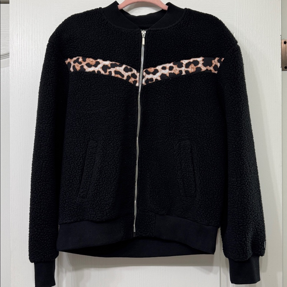 ZYIA Black Jacket with Leopard detail